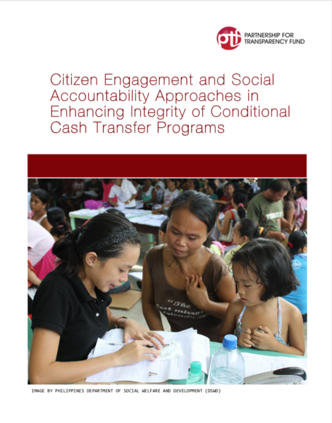 Conditional cash transfer programs (CCTPs) are widely used in the world and are proving effective in generating proven poverty alleviation impacts. However, CCTP achievements are undermined by fraud, errors, and corruption. These integrity risks and international experiences in managing them by using both state and civil society-led efforts have been analyzed in a paper prepared by PTF as part of Guarding the Integrity of the Conditional Cash Transfer Program (CCTP) in the Philippines, implemented by the Concerned Citizens of Abra for Good Government (CCAGG) and funded by the Global Partnership for Social Accountability (GPSA).