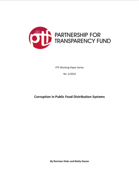 Since 2009, PTF has financed eight projects with grants totaling $202,000, for projects operated by 4 CSOs in India designed to reduce corruption in PDS (Public Food Distribution Systems). A number of lessons learned from these projects are drawn out and recommendations for future action are provided.