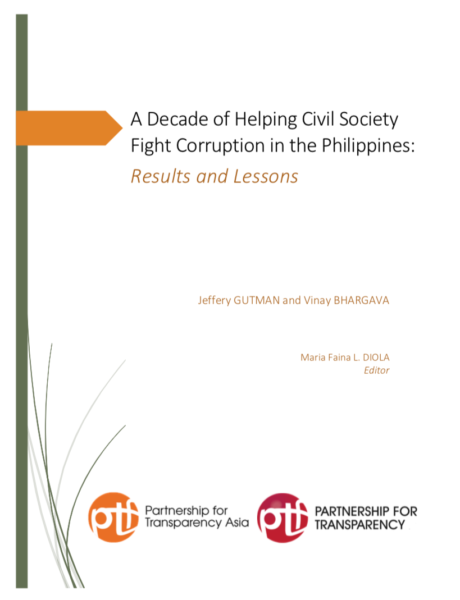 This report details the results and lessons of a decade long (2003-2013) Partnership for Transparency Fund (PTF) support to Filipino civil society organizations (CSOs) to fight corruption. It celebrates the successes and reflects on challenges faced as PTF enters a new phase in the Philippines – a regional affiliate called PTF Asia as a foundation headquartered in Manila.
