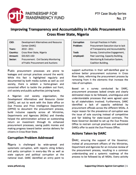 Public procurement processes are prone to leakages and corrupt practices around the world. While this fact is highlighted regularly and documented by both media outlets as well as civil society, there is seldom a home-grown and consorted effort to tackle the problem out front, civil society and public authorities joining hands.