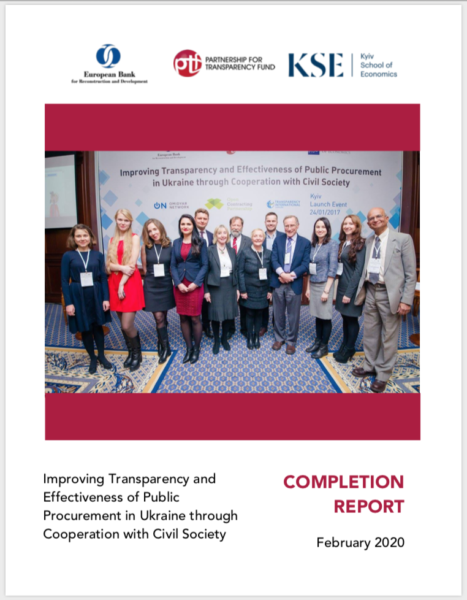 This report reviews the implementation experience and results of the project, Improving Transparency and Effectiveness of Public Procurement in Ukraine through Cooperation with Civil Society, co-funded by the European Bank for Reconstruction and Development (EBRD) and PTF. The Project was carried out by PTF from the Fall of 2016 through November 2019. It focused on building the capacity of Ukrainian Civil Society Organizations (CSOs) to serve as independent monitors of public procurement procedures and processes, with the goal of enhancing the transparency and fairness of public procurement using in Ukraine.